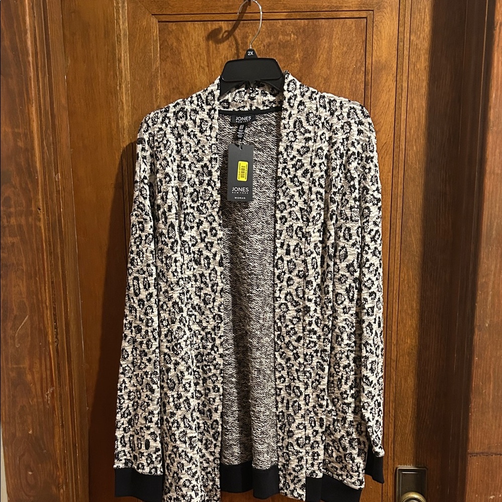 Jones New York Animal Print Open Cardigan